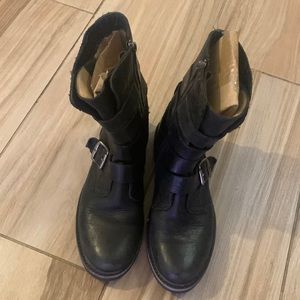 Frye Veronica Tanker Black Biker Boots